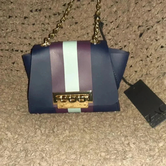 ZAC POSEN-Eartha Mini Chain Crossbody Bag-LEATHER-Parisian Nights-NWT-Dustbag - Picture 2 of 8